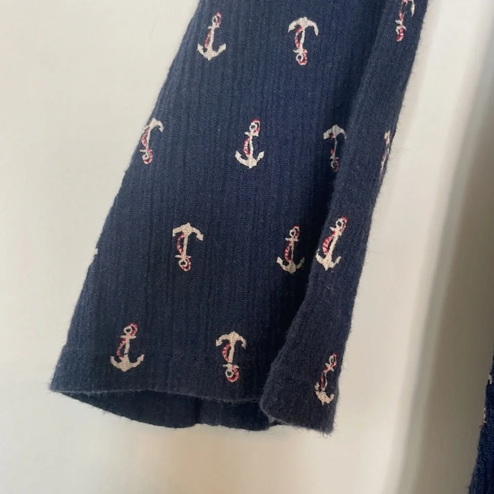 J. Crew Blue Anchor Print Tunic Top Sz XS EUC